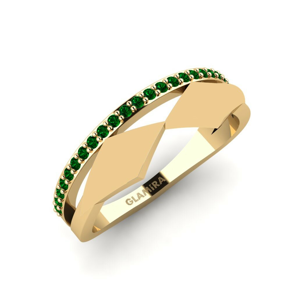 Or Jaune 18k Zircone Vert Bague Rivera