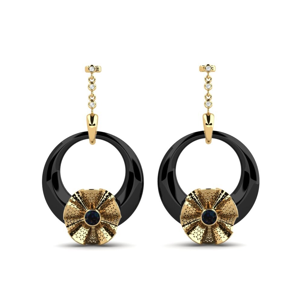 Round Black Opal Women's Earring Rizo
