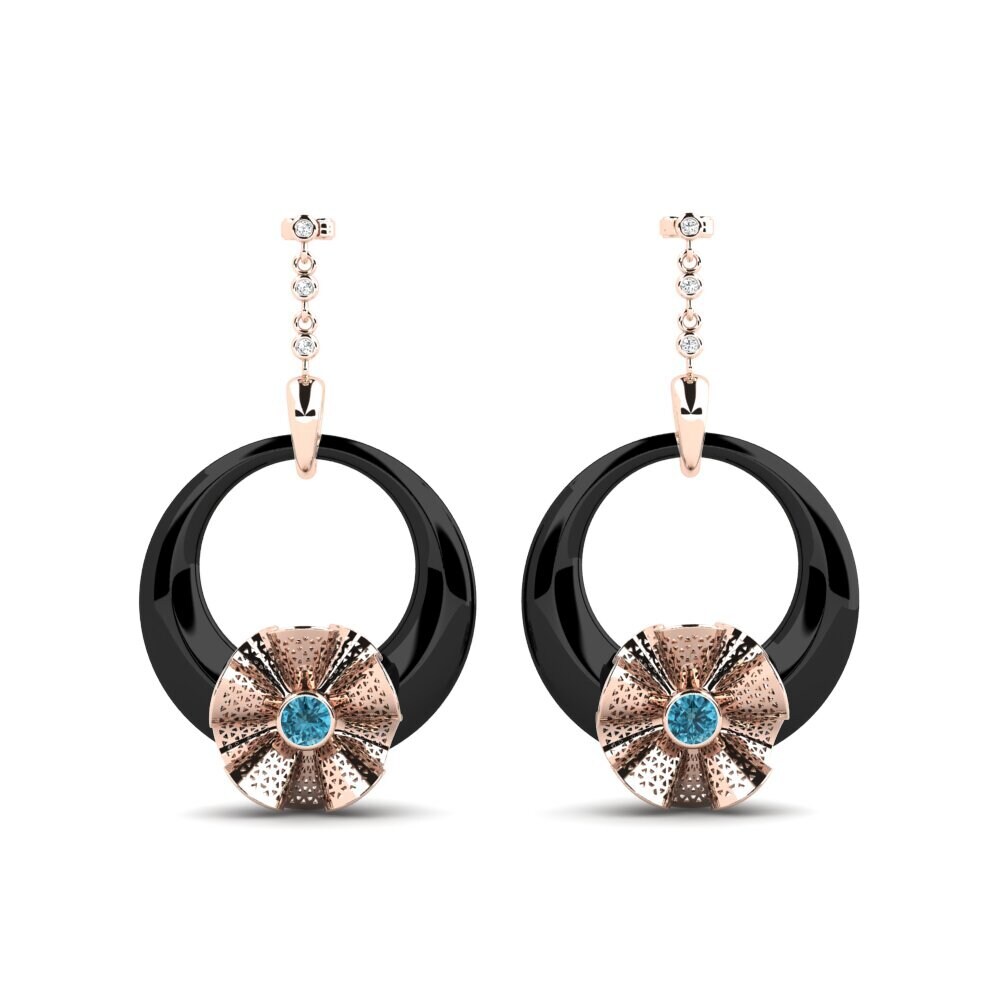 9ct Rose Gold Blue Zircon Women's Earring Rizo