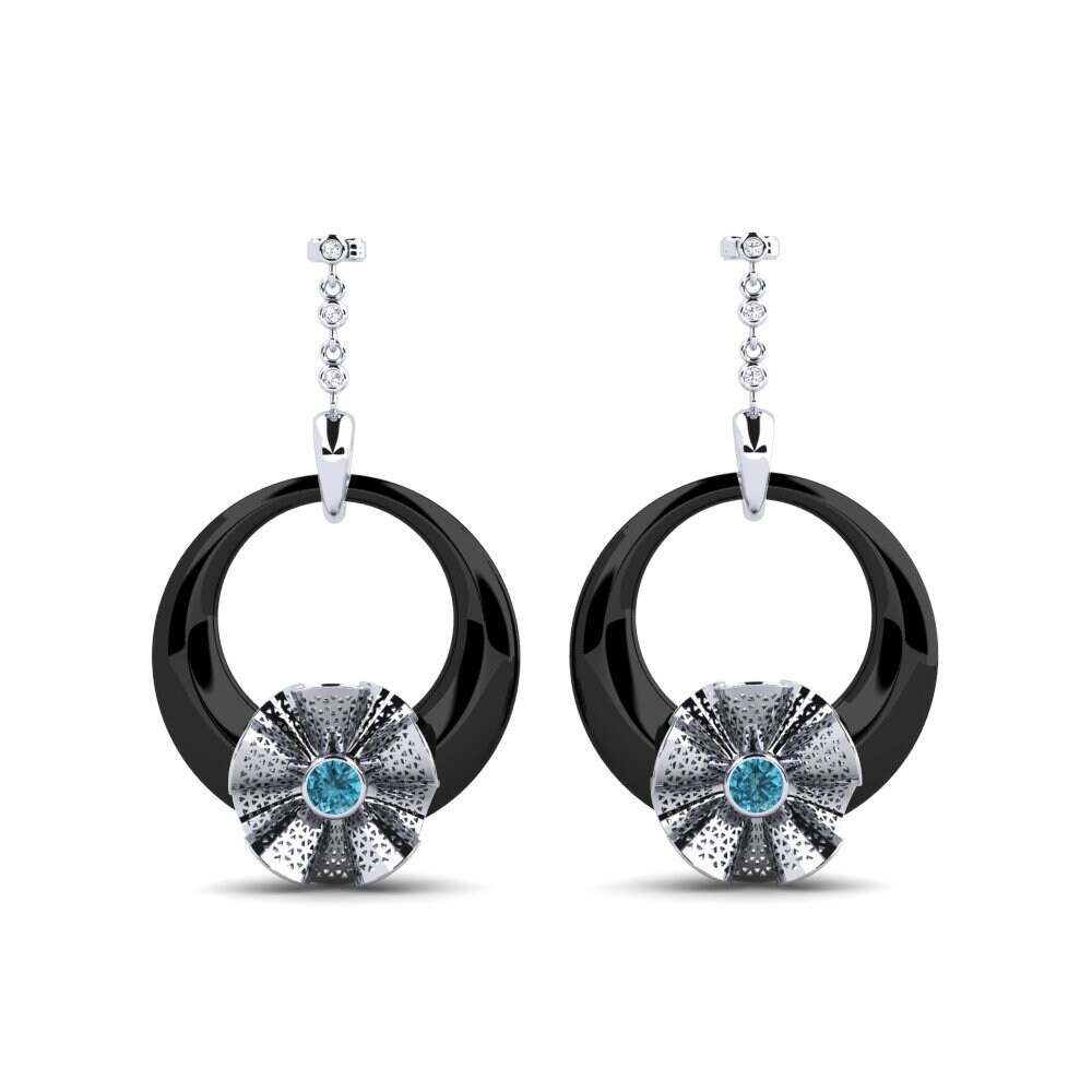 White Silver Blue Zircon Women's Earring Rizo