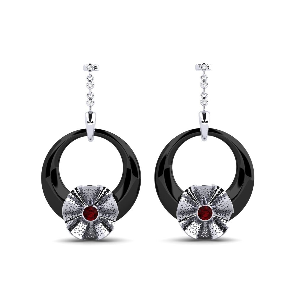 950 Platinum Garnet Women's Earring Rizo