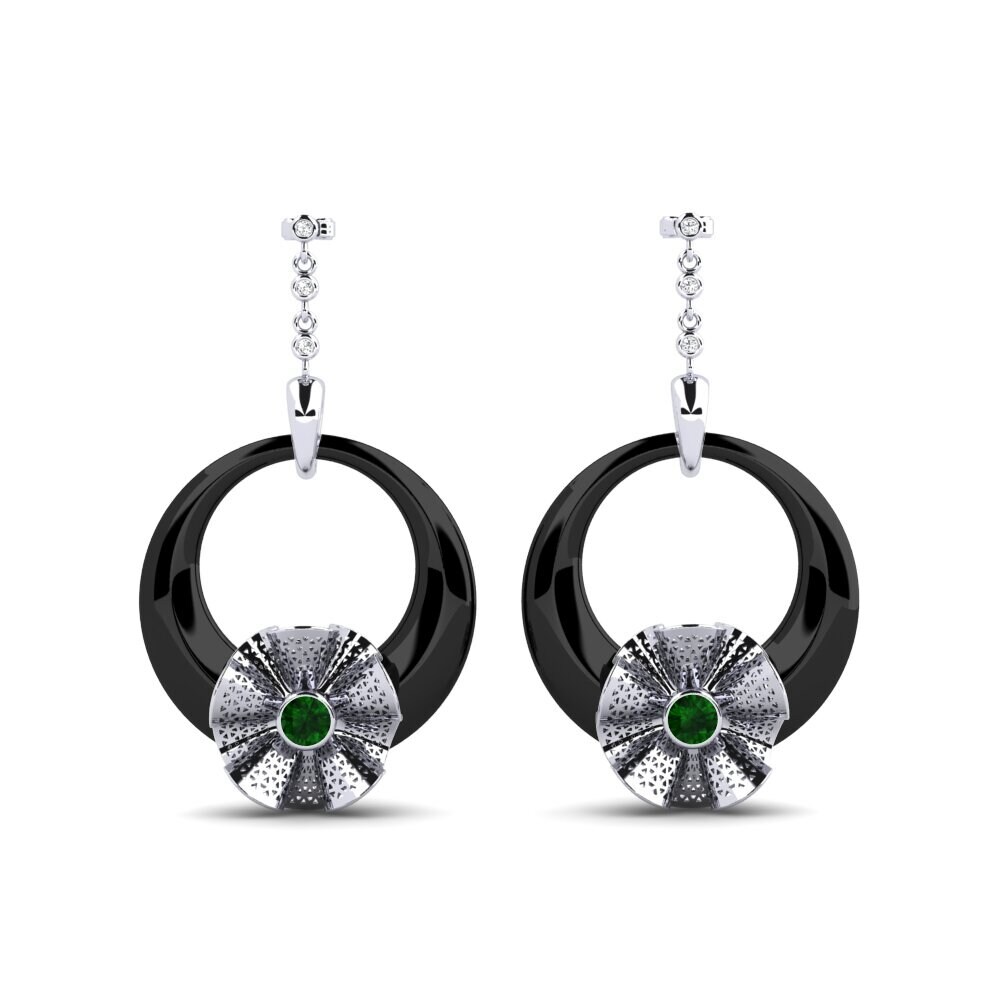 950 Platinum Green Tourmaline Women's Earring Rizo