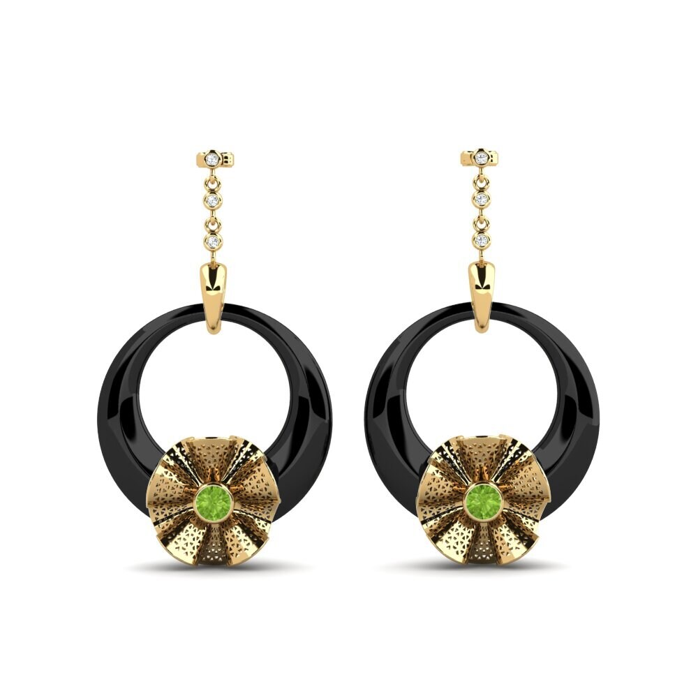14ct Yellow Gold Peridot Women's Earring Rizo