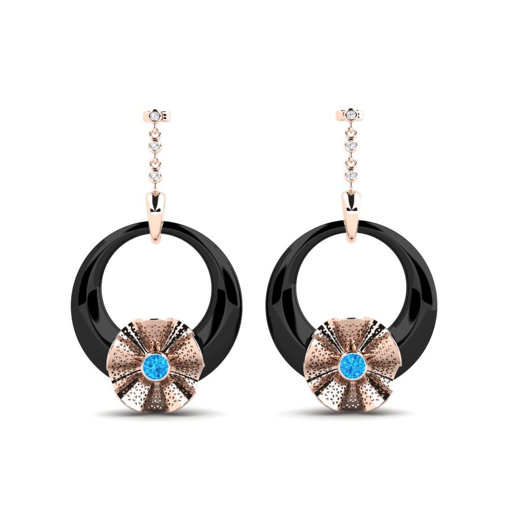 9ct Rose Gold Blue Topaz Women's Earring Rizo