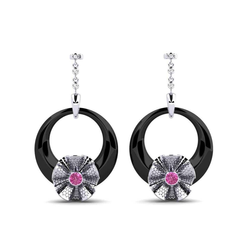 950 Platinum Pink Topaz Women's Earring Rizo