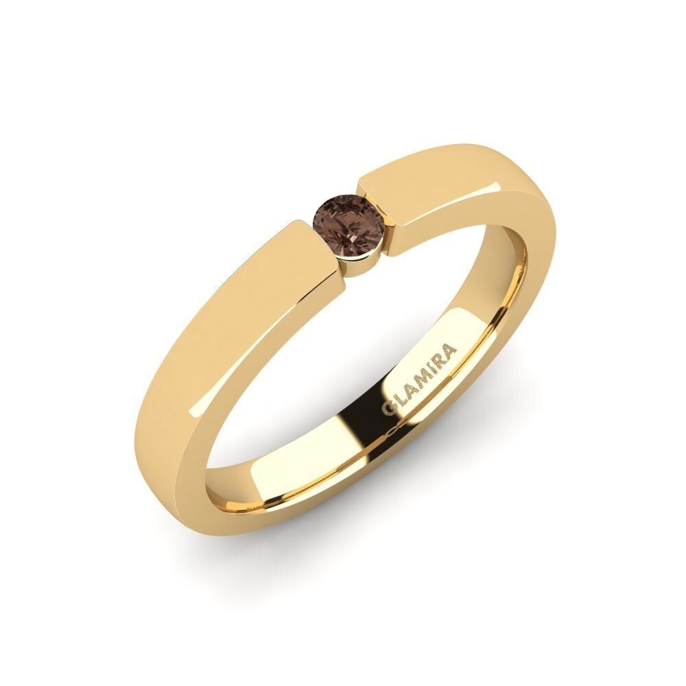 18k Oro Amarillo Cuarzo humo Anillo de compromiso Lissy