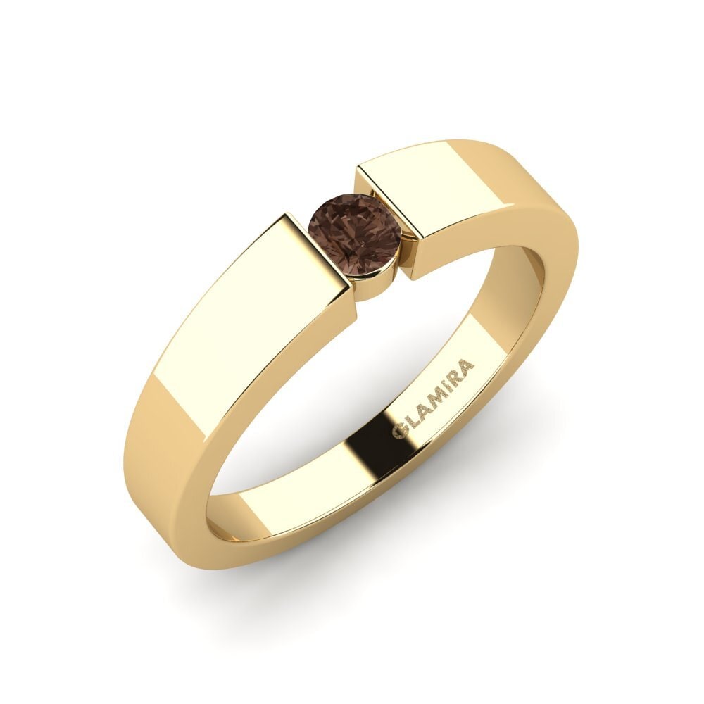 18k Oro Amarillo Cuarzo humo Anillo de compromiso Nature
