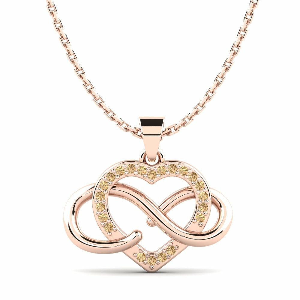 Heart Necklaces GLAMIRA Pendant Robenia 585 Rose Gold Brown Diamond