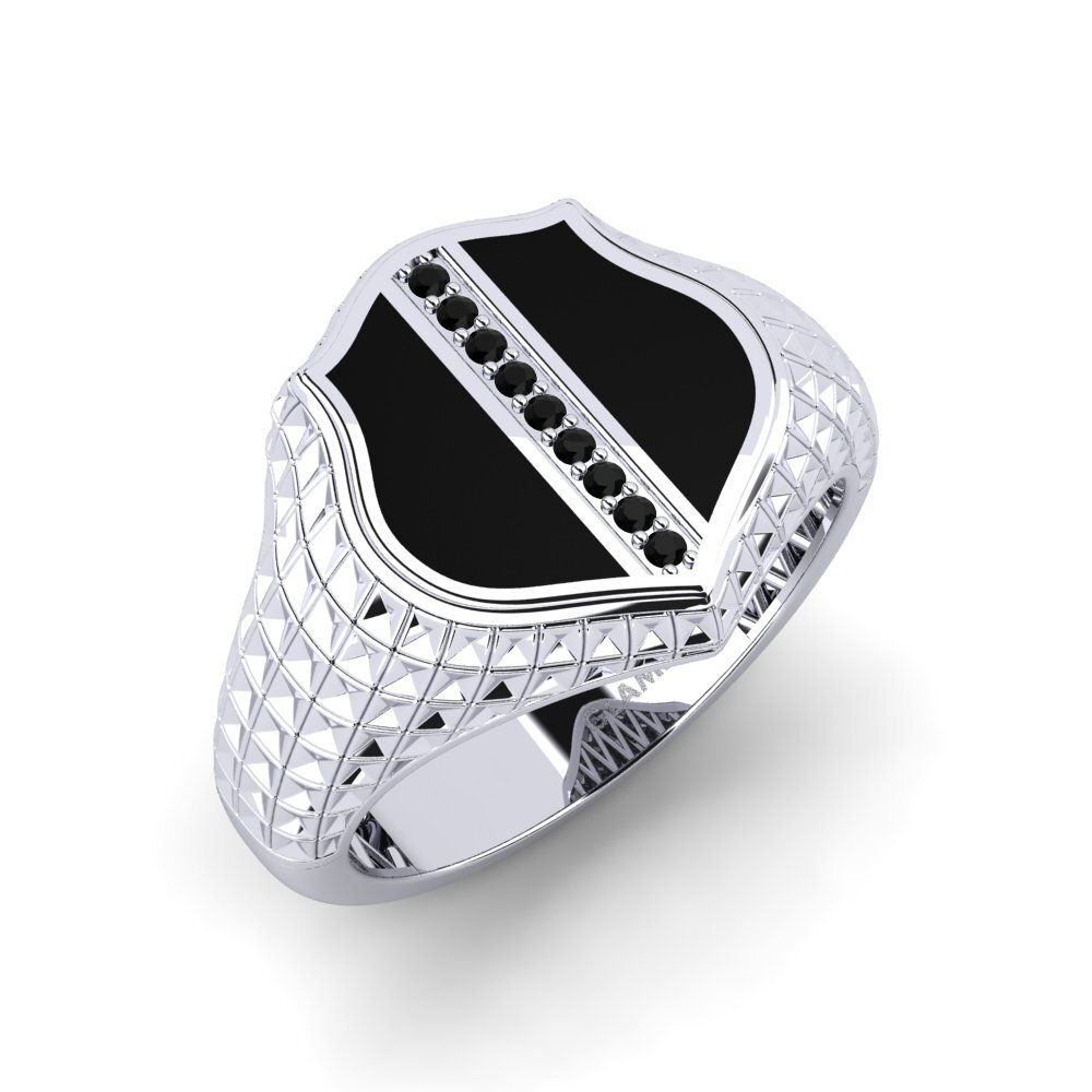 Diamante Negro Anillo de dedo meñique para hombre Rode