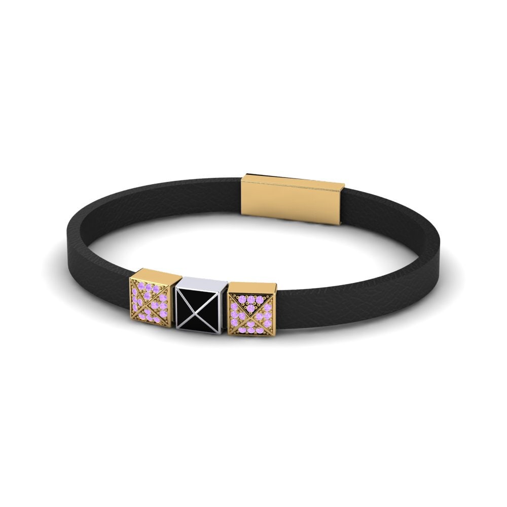 14K Yellow & White Gold Amethyst Men's Bracelet Rogelio