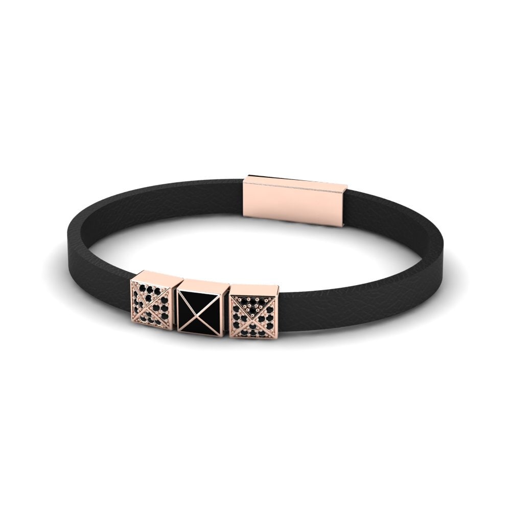 18ct Rose Gold Black Sapphire Men's Bracelet Rogelio