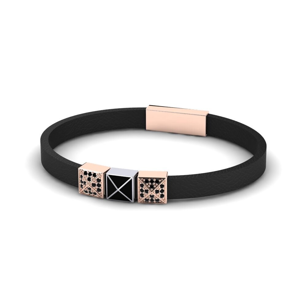 14ct Rose & White Gold Black Sapphire Men's Bracelet Rogelio