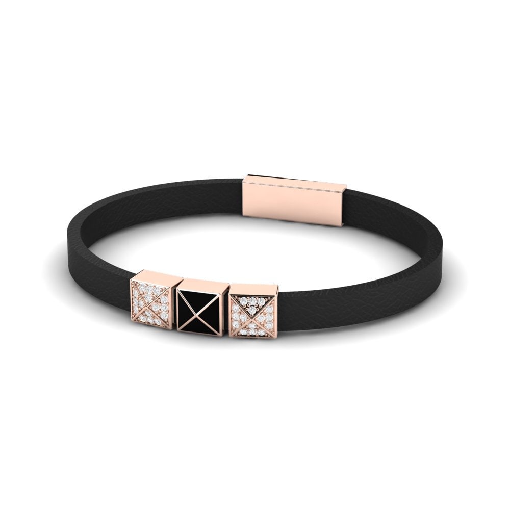 9K Rose Gold White sapphire Men's Bracelet Rogelio