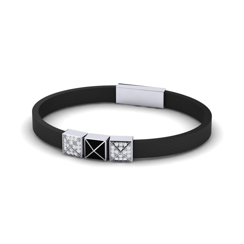 18k Oro Blanco Zafiro blanco Pulsera para hombre Rogelio