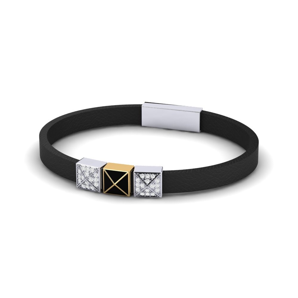 18ct White / Yellow Gold White sapphire Men's Bracelet Rogelio