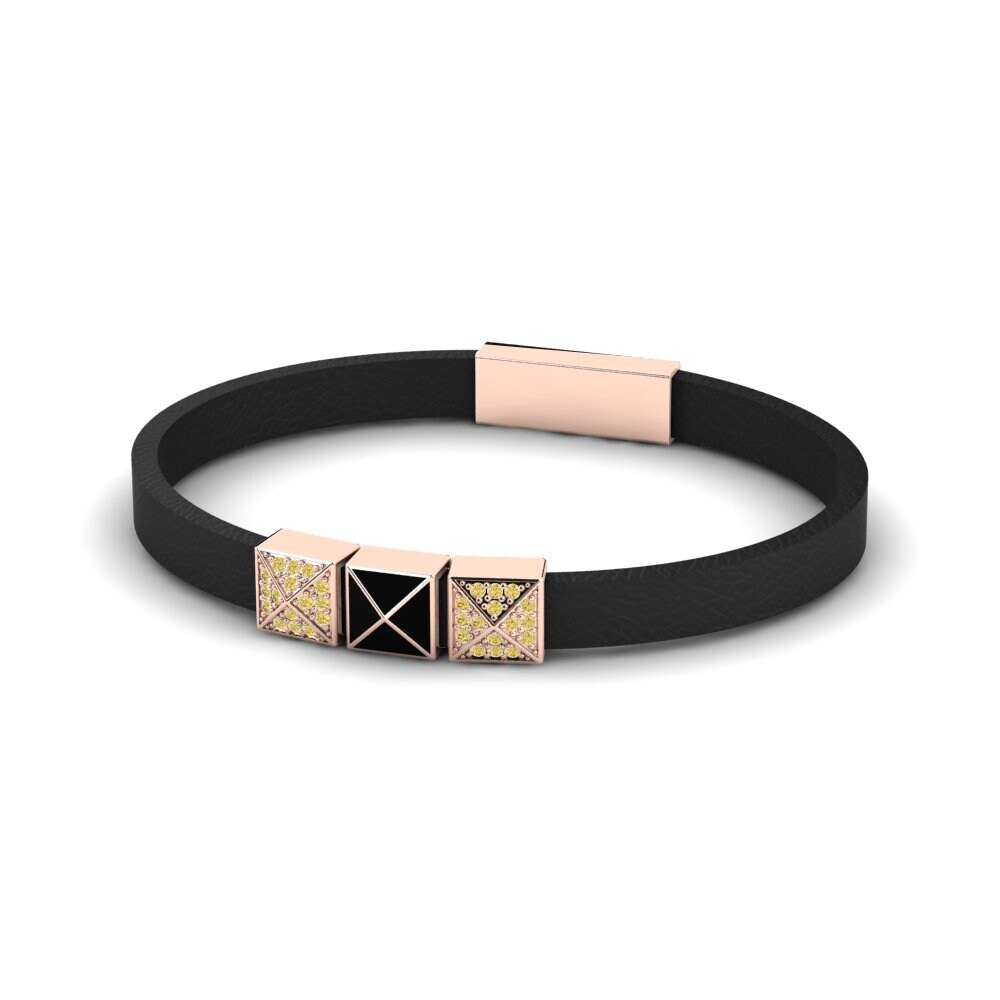 18ct Rose Gold Yellow Diamond Men's Bracelet Rogelio