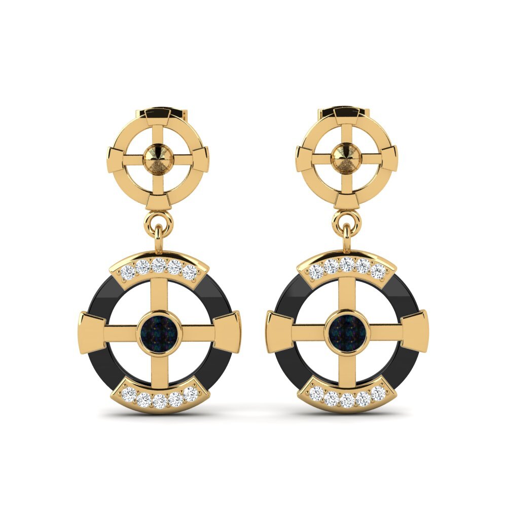Round Black Opal Women's Earring Rohlfing