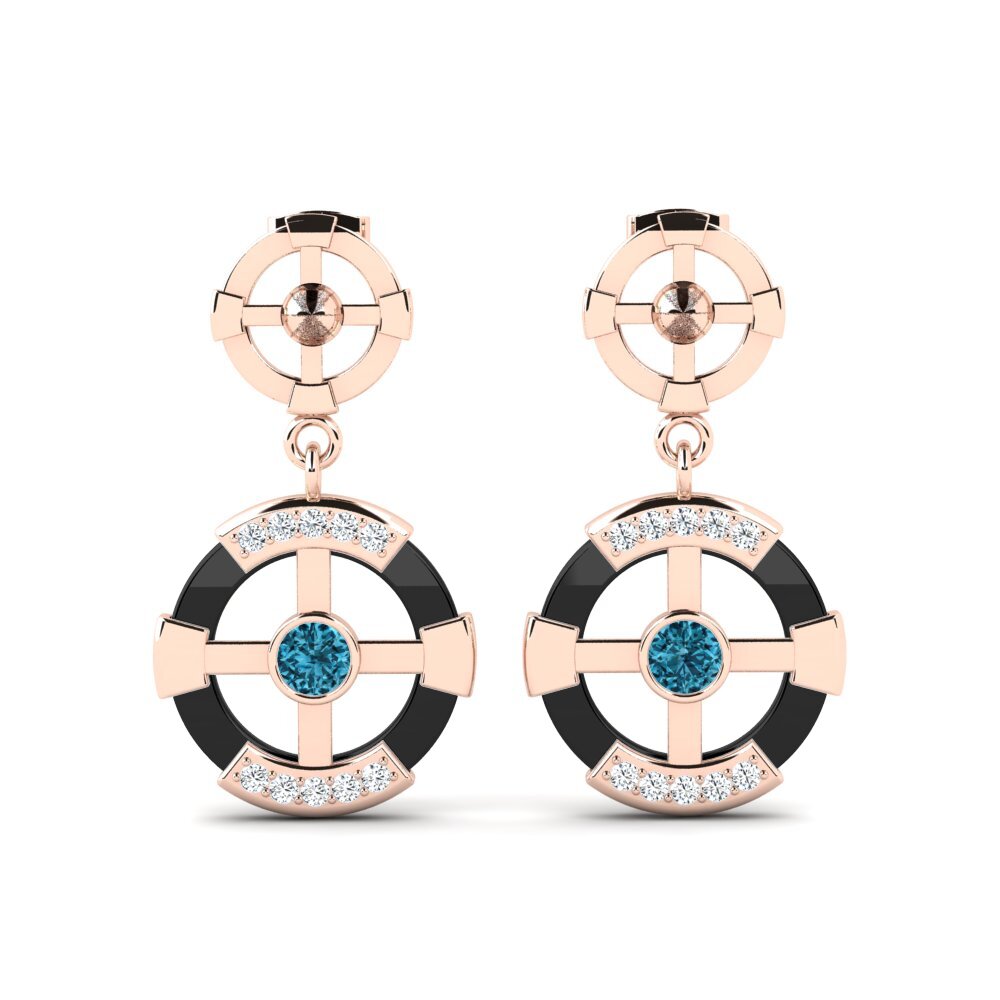 9ct Rose Gold Blue Zircon Women's Earring Rohlfing