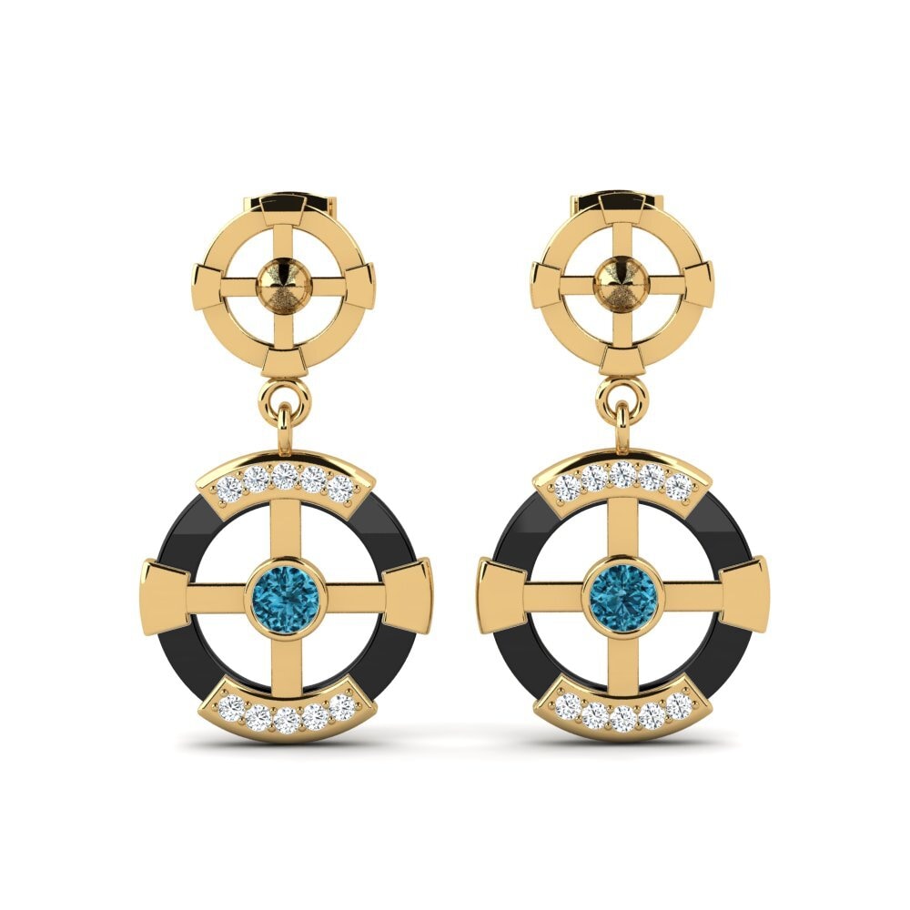 14ct Yellow Gold Blue Zircon Women's Earring Rohlfing