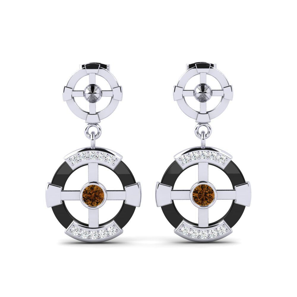White Silver Brown Zircon Women's Earring Rohlfing