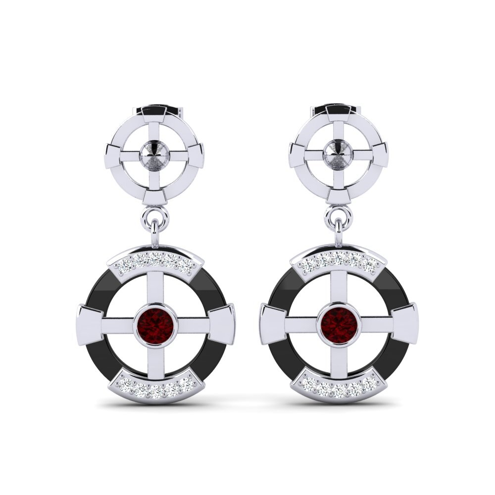 950 Platinum Garnet Women's Earring Rohlfing