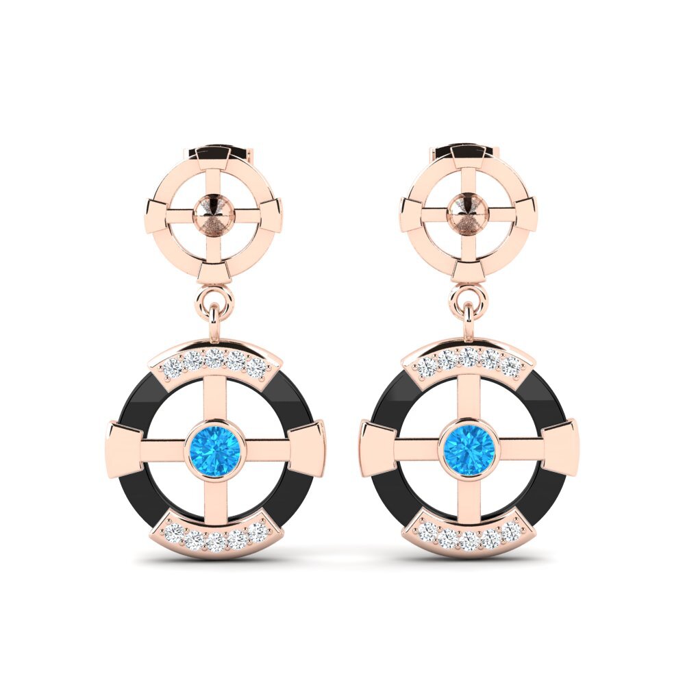 9ct Rose Gold Blue Topaz Women's Earring Rohlfing