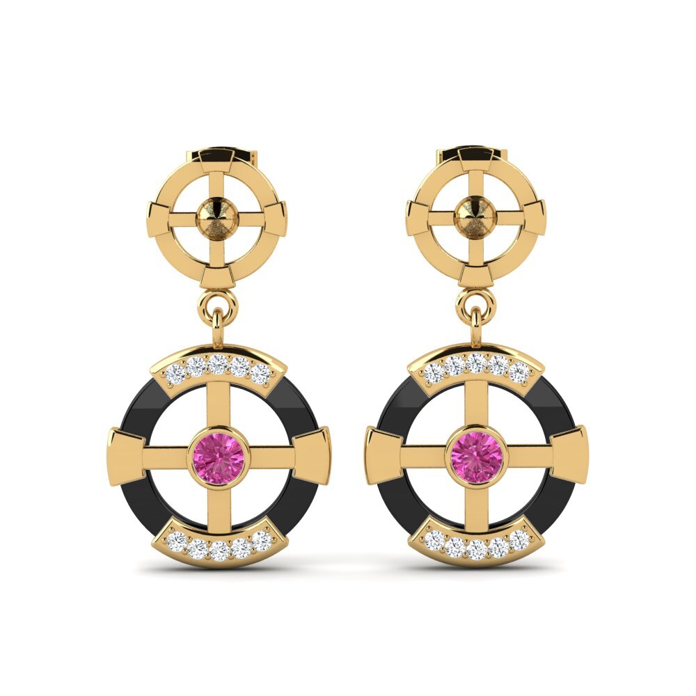 14ct Yellow Gold Pink Topaz Women's Earring Rohlfing