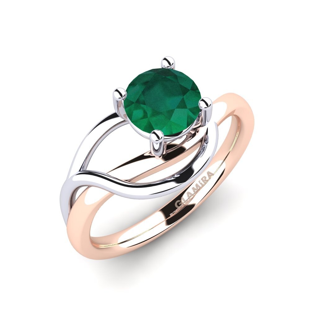 14ct Rose / White Gold Emerald Engagement Ring Roisina