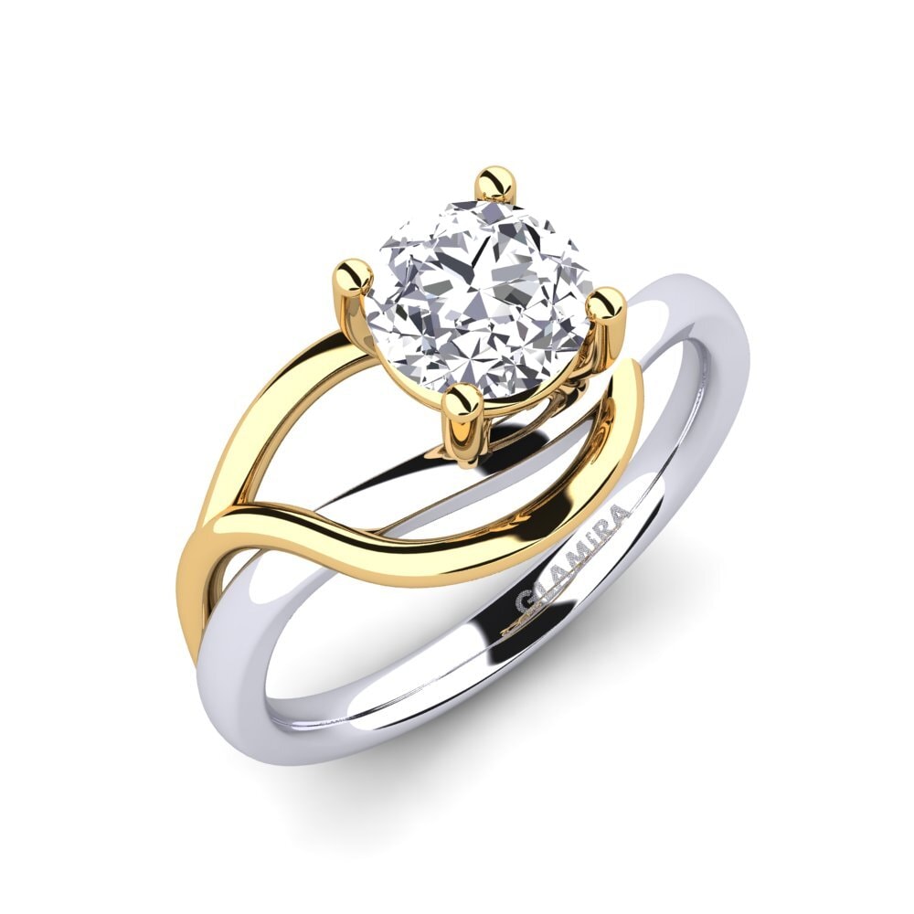 18k Oro Blanco & Amarillo Anillo de compromiso Roisina