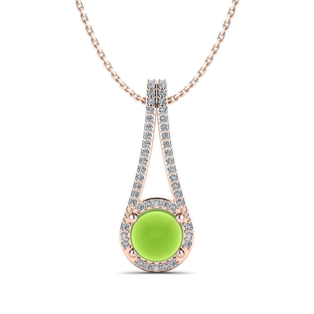 14k Oro Rosa Peridoto Cabujón Colgante de Mujer Rolanda