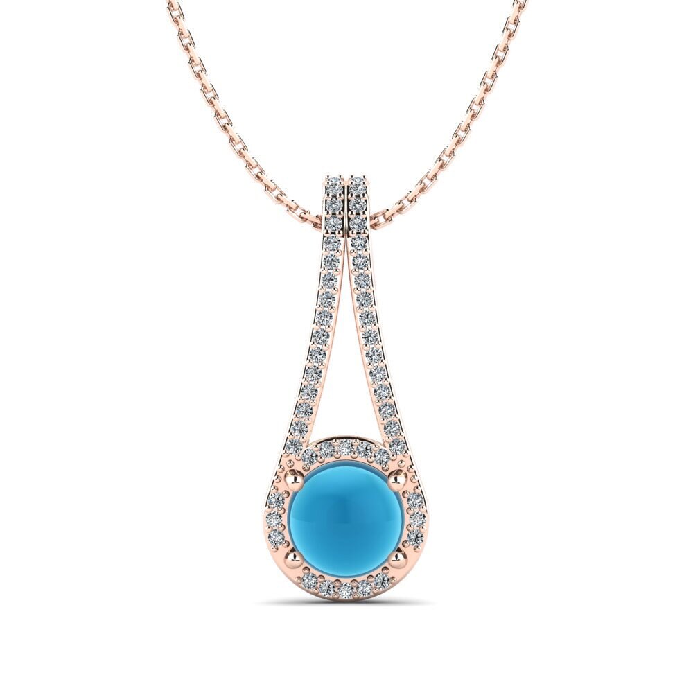 14k Oro Rosa Topacio Azul Cabujón Colgante de Mujer Rolanda