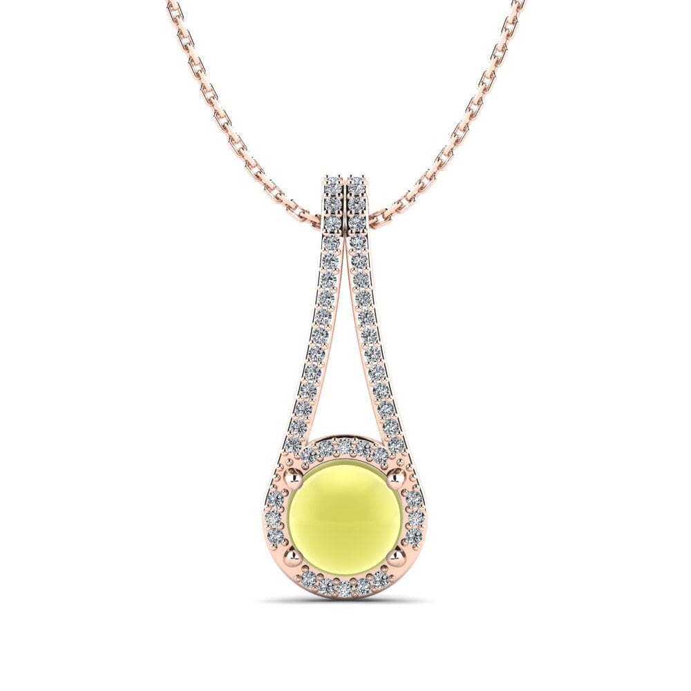 14k Oro Rosa Topacio Limón Cabujón Colgante de Mujer Rolanda