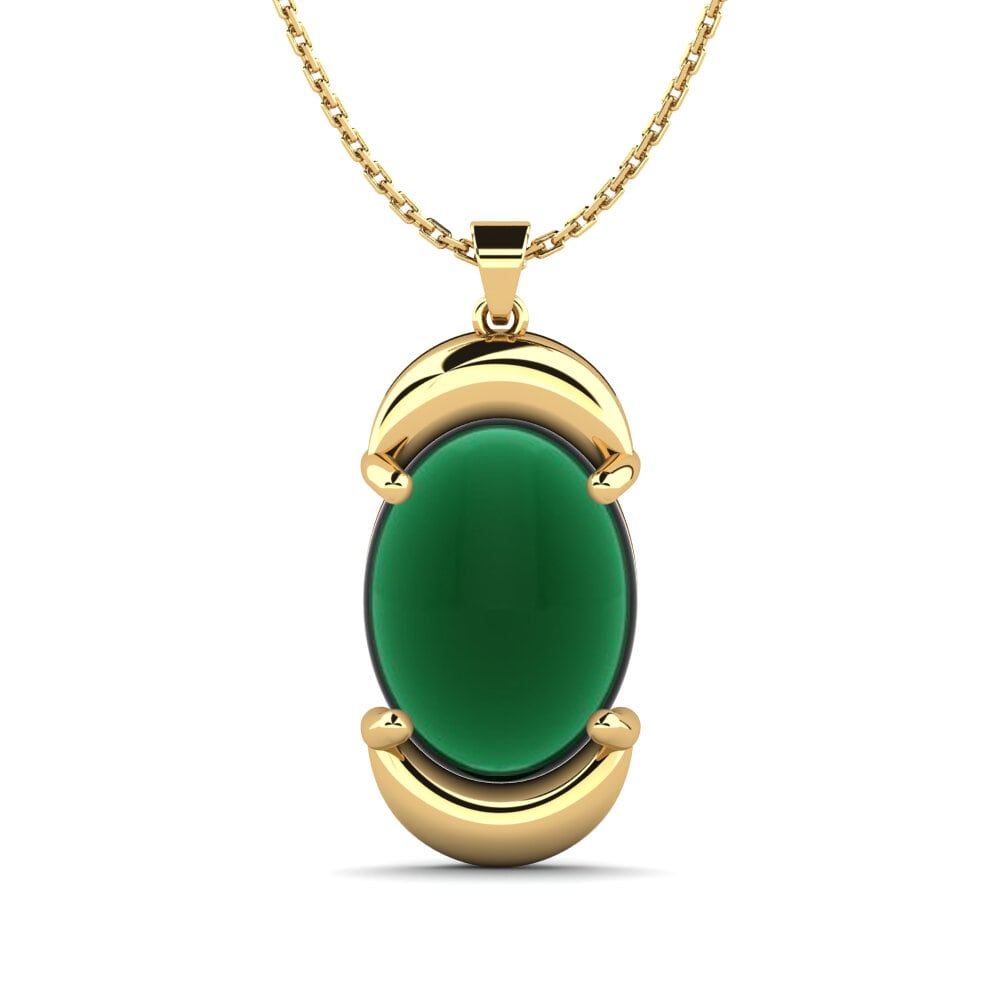 9k Oro Amarillo Esmeralda Cabujón Colgante de Mujer Rolande