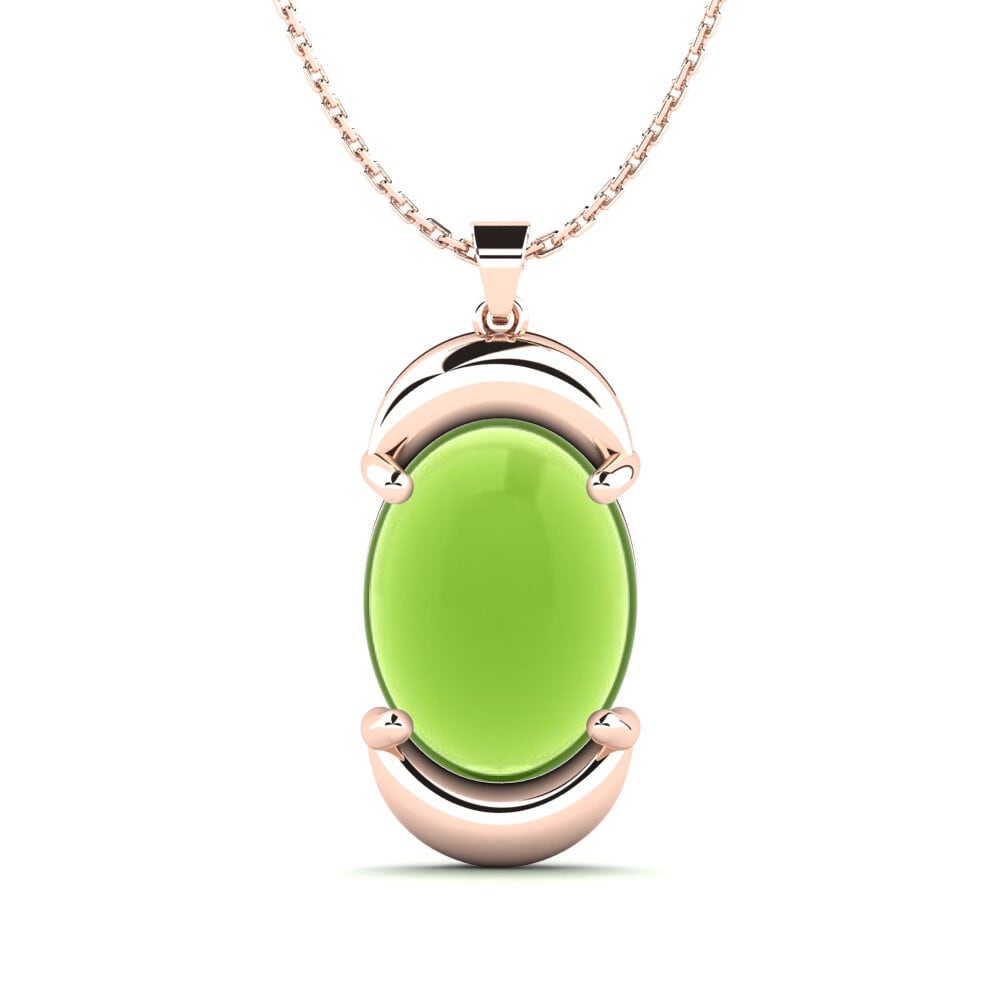 14k Oro Rosa Peridoto Cabujón Colgante de Mujer Rolande