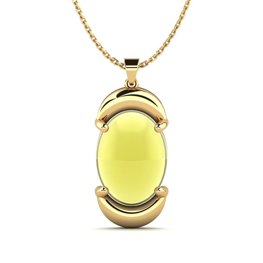 9k Oro Amarillo Topacio Limón Cabujón Colgante de Mujer Rolande