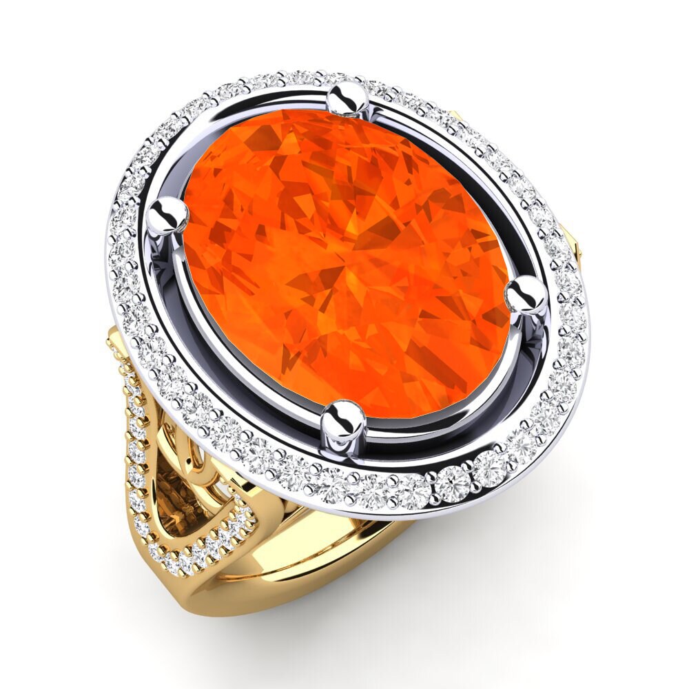14k Oro Amarillo & Blanco Anillo Romaine