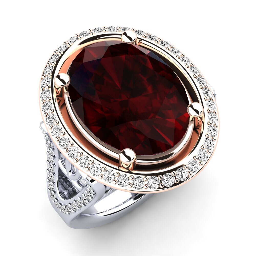 18k Oro Blanco & Rosa Granate Anillo Romaine