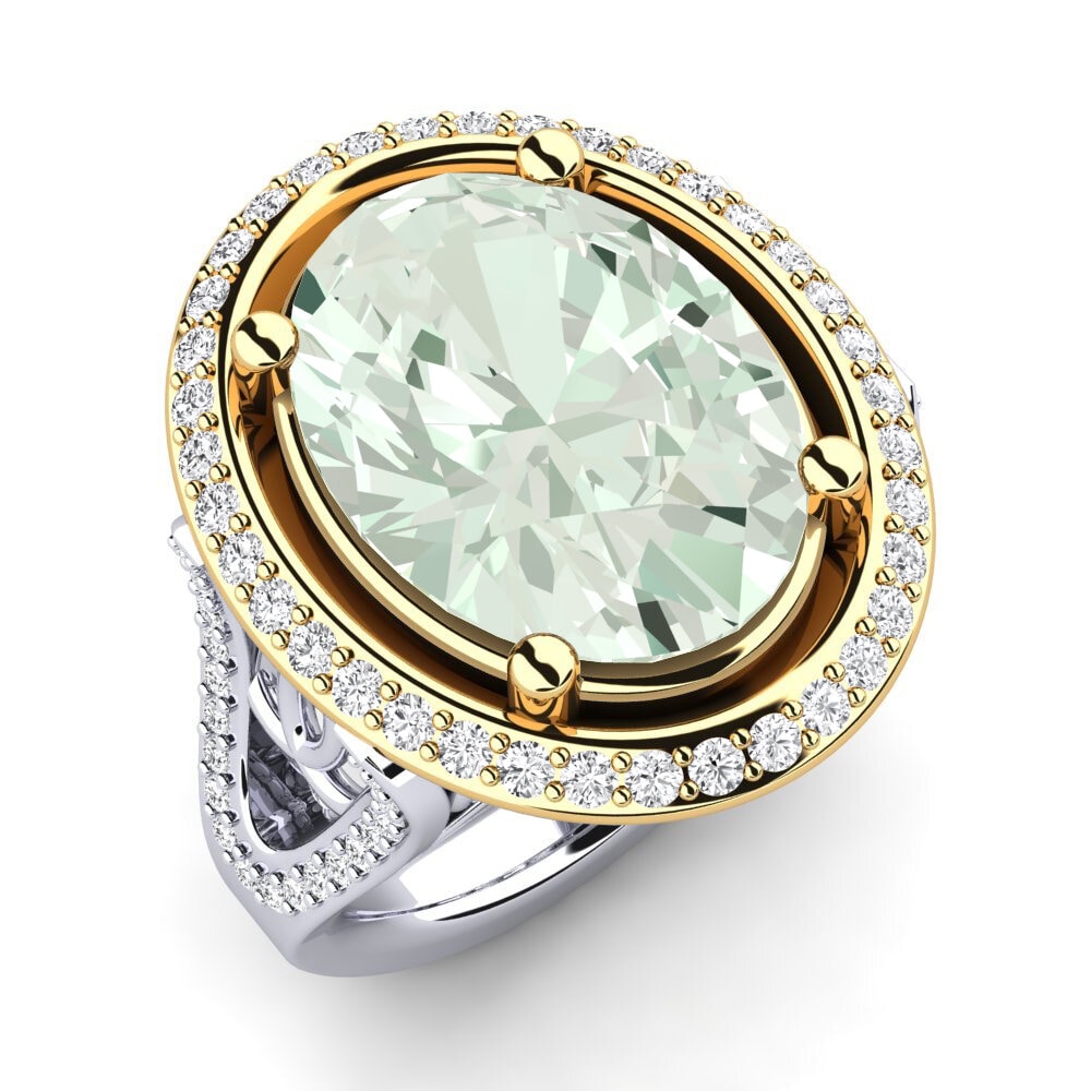 9k Oro Blanco & Amarillo Anillo Romaine