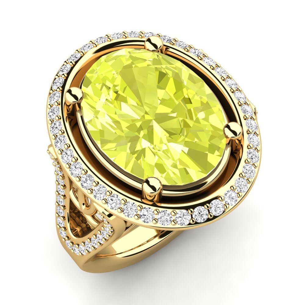 Or Jaune 14k Quartz Citron Bague Romaine