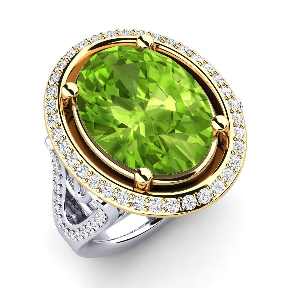 14k Oro Blanco & Amarillo Anillo Romaine