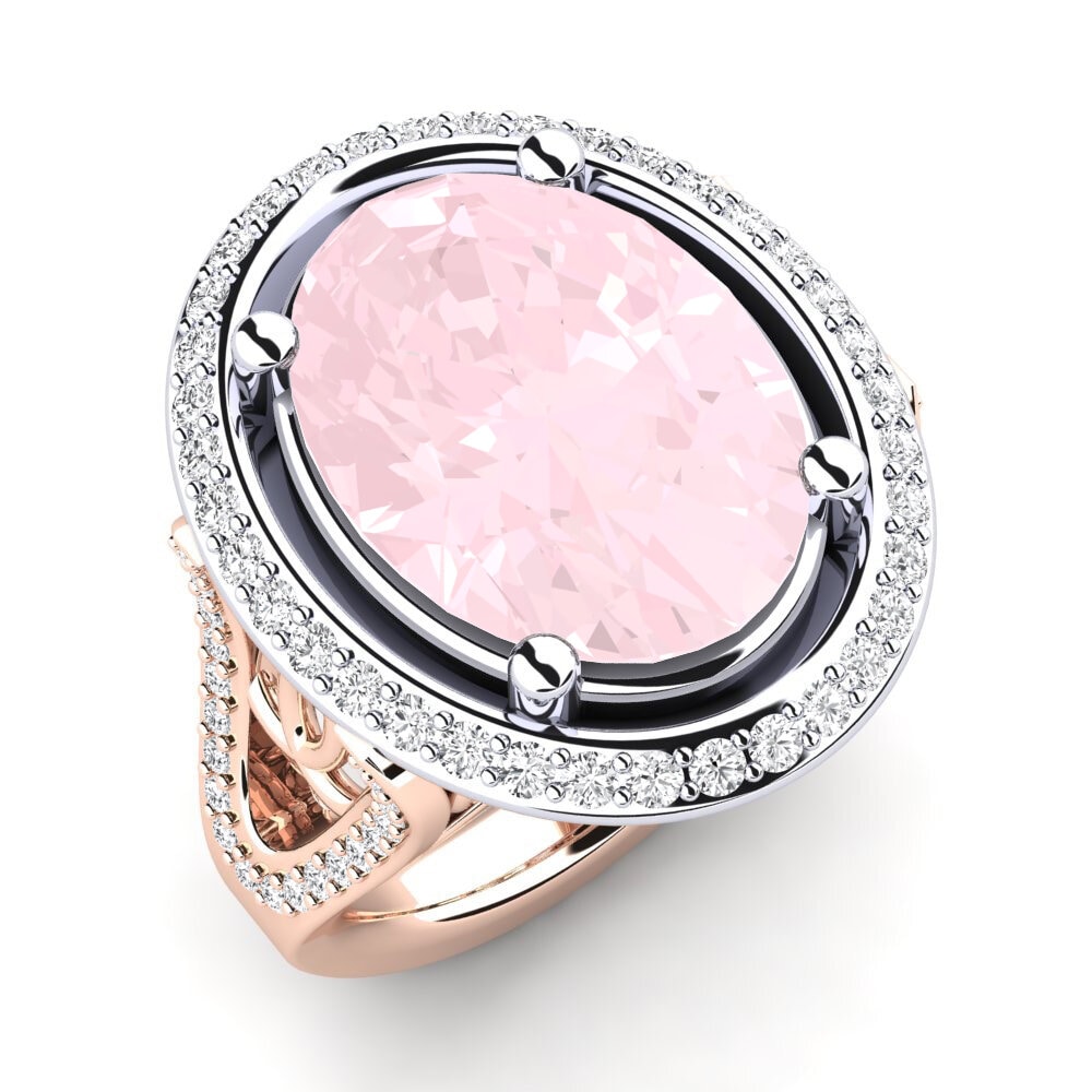 14k Oro Rosa & Blanco Anillo Romaine