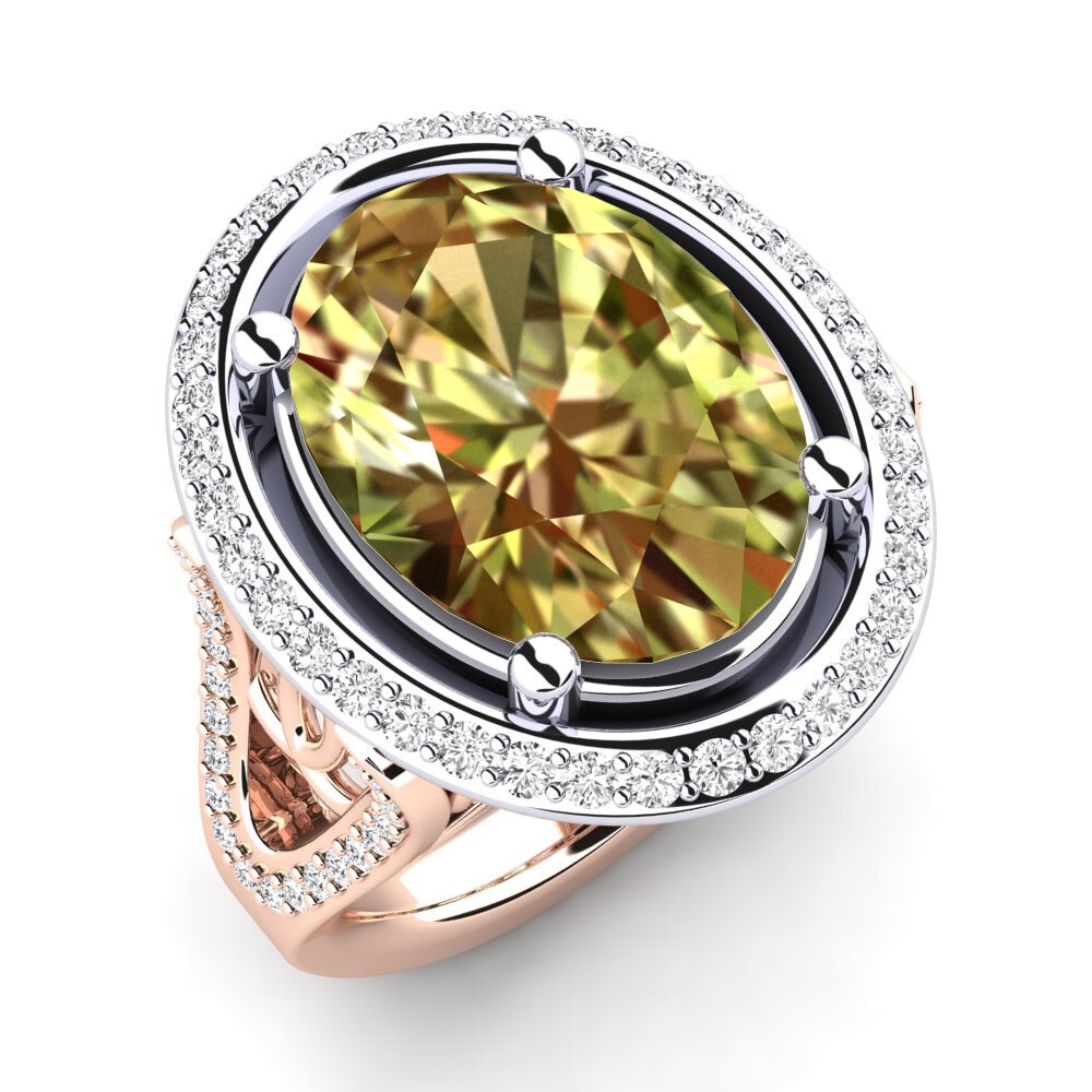 Or Rose& Blanc 14k Pierre de Sultan Bague Romaine
