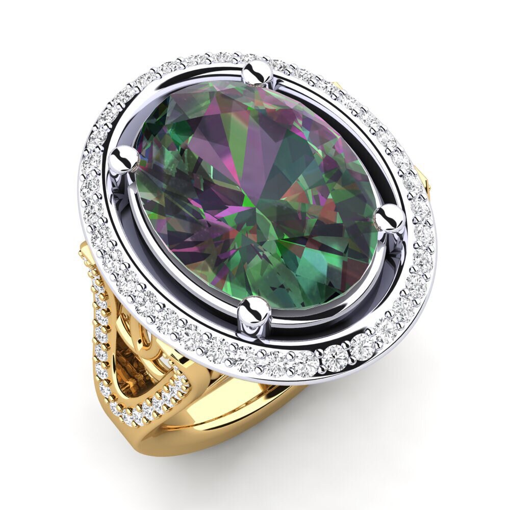 9ct Yellow & White Gold Mystic Topaz Ring Romaine