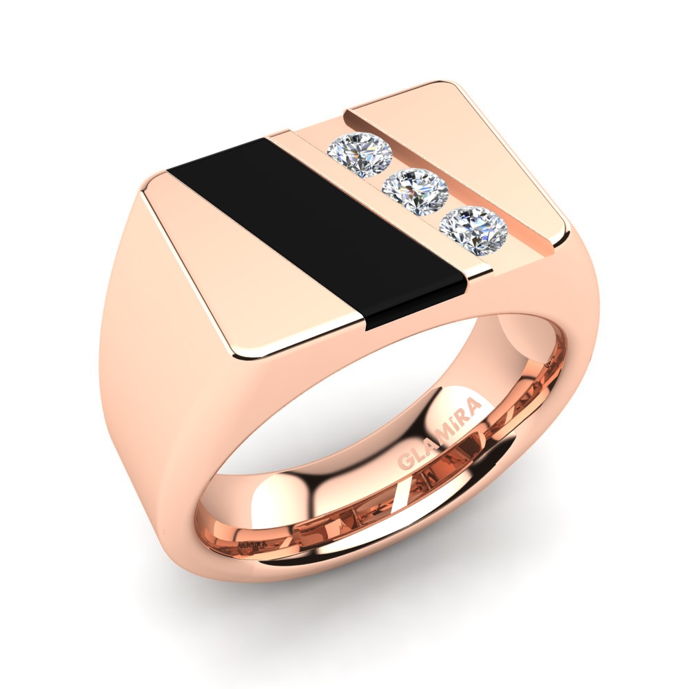 Rotgold 375 Diamant Herrenring Roman
