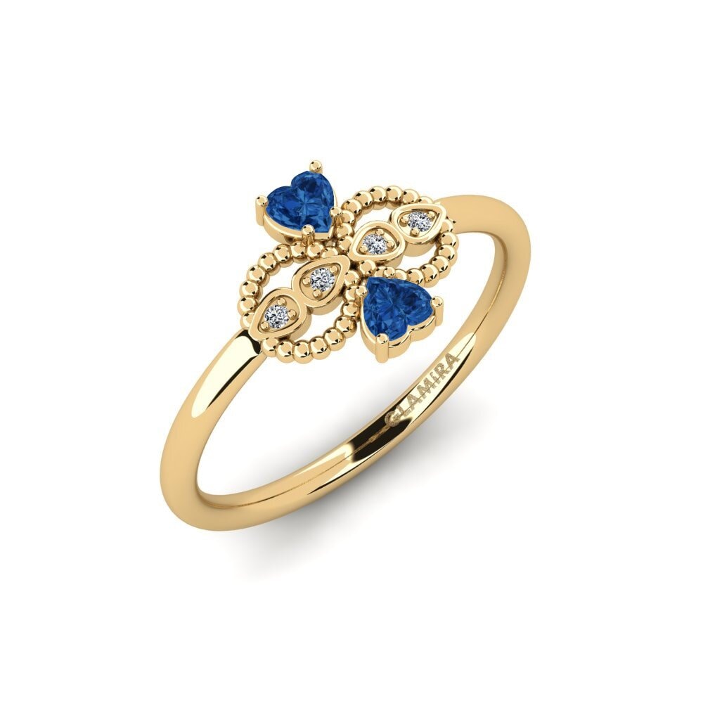 Dark Blue Zirconia Ring Romb