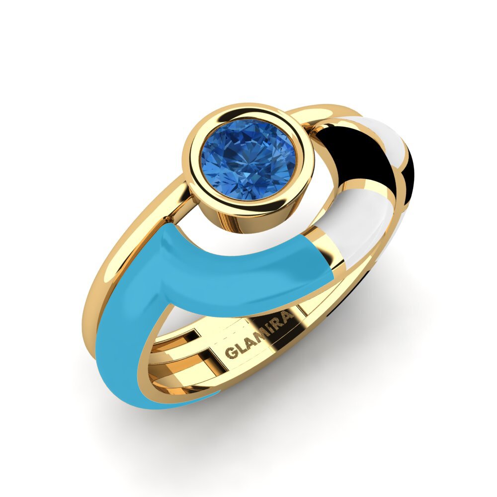 9ct Yellow Gold Round Aquamarine Ring Rondek Set, image size:1000x1000