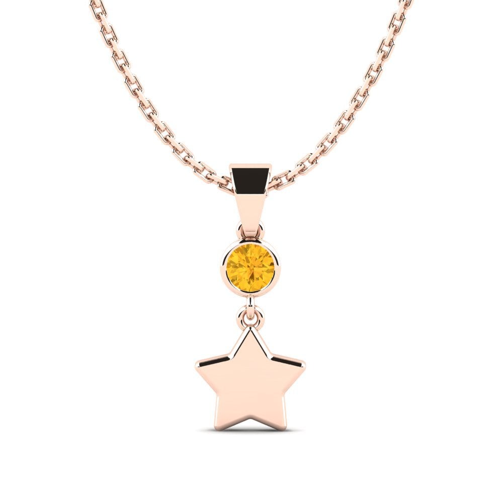 14k Oro Rosa Citrino Colgante de Mujer Ronit