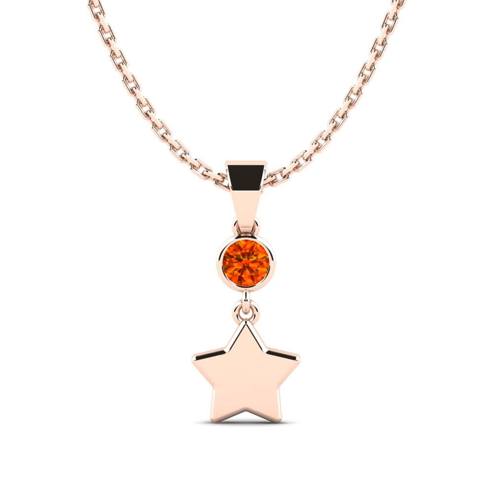 14k Oro Rosa Zafiro Naranja Colgante de Mujer Ronit