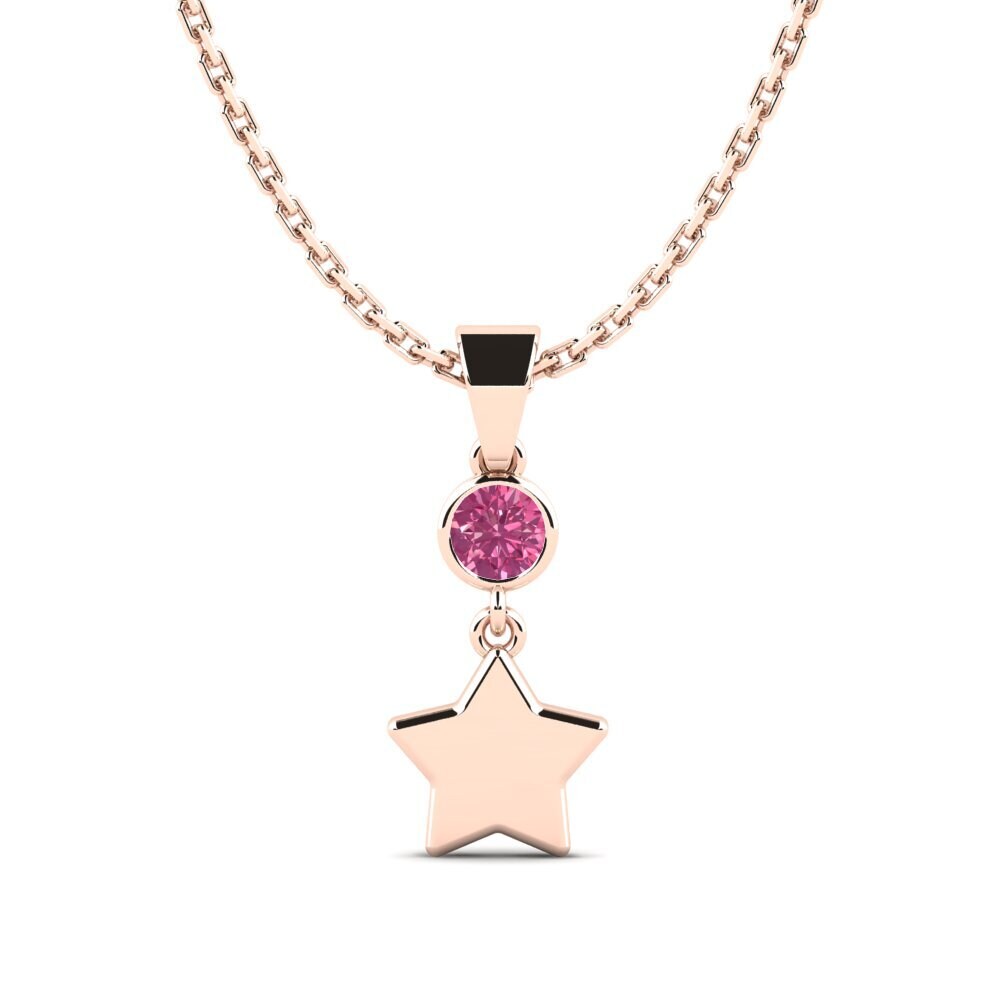 9k Oro Rosa Turmalina rosa Colgante de Mujer Ronit