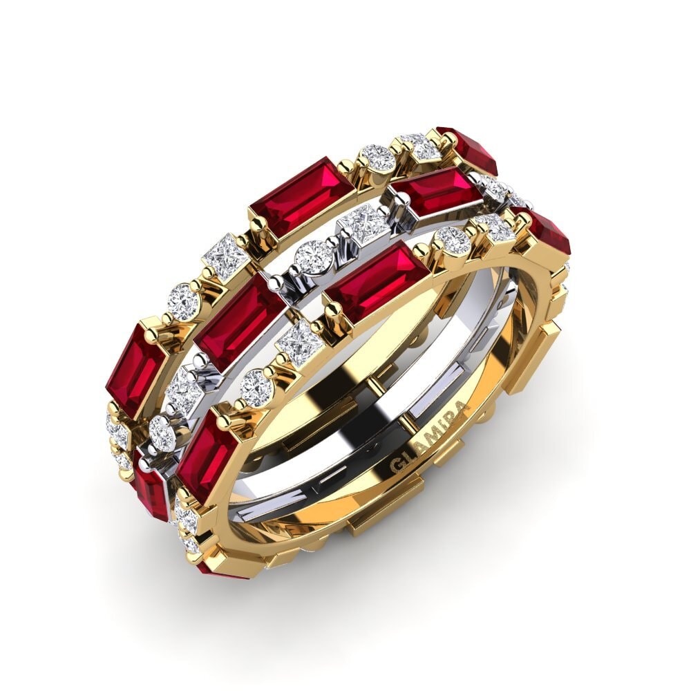 Or Jaune & Blanc 14k Zircone Rouge Bague Ronna